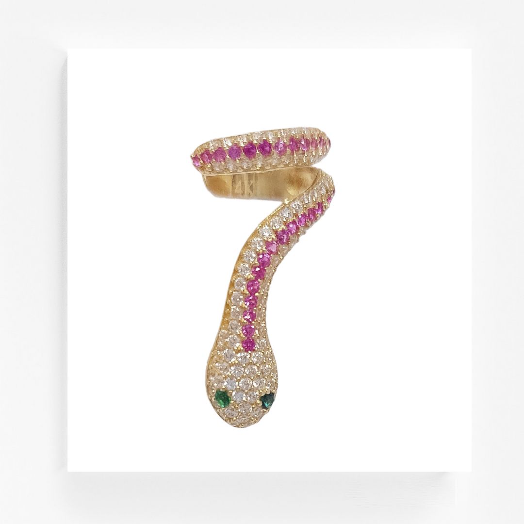 Juego Oro 14K par de aretes y anillo de serpiente - Joyería Ruben's Compra  Online en México